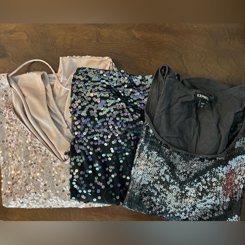 3 Express sparkle shirts. All 3 included in the price